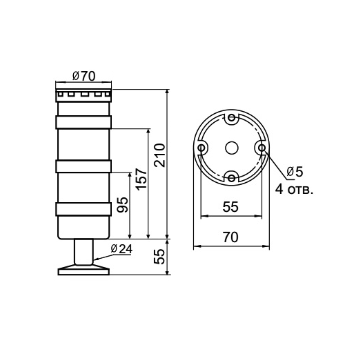 Светосигнальная колонна INNOCONT TL70B-024-YB-55