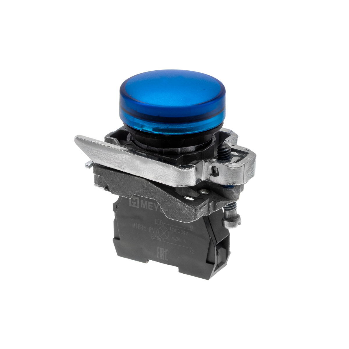 Лампа сигнальная синяя, 24V AС/DC, IP65, металл