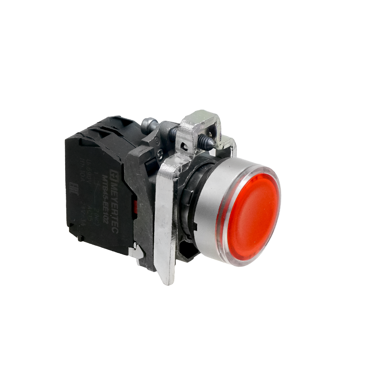 Кнопка красная с подсветкой, 1NС, 24V AC/DC, IP65, металл