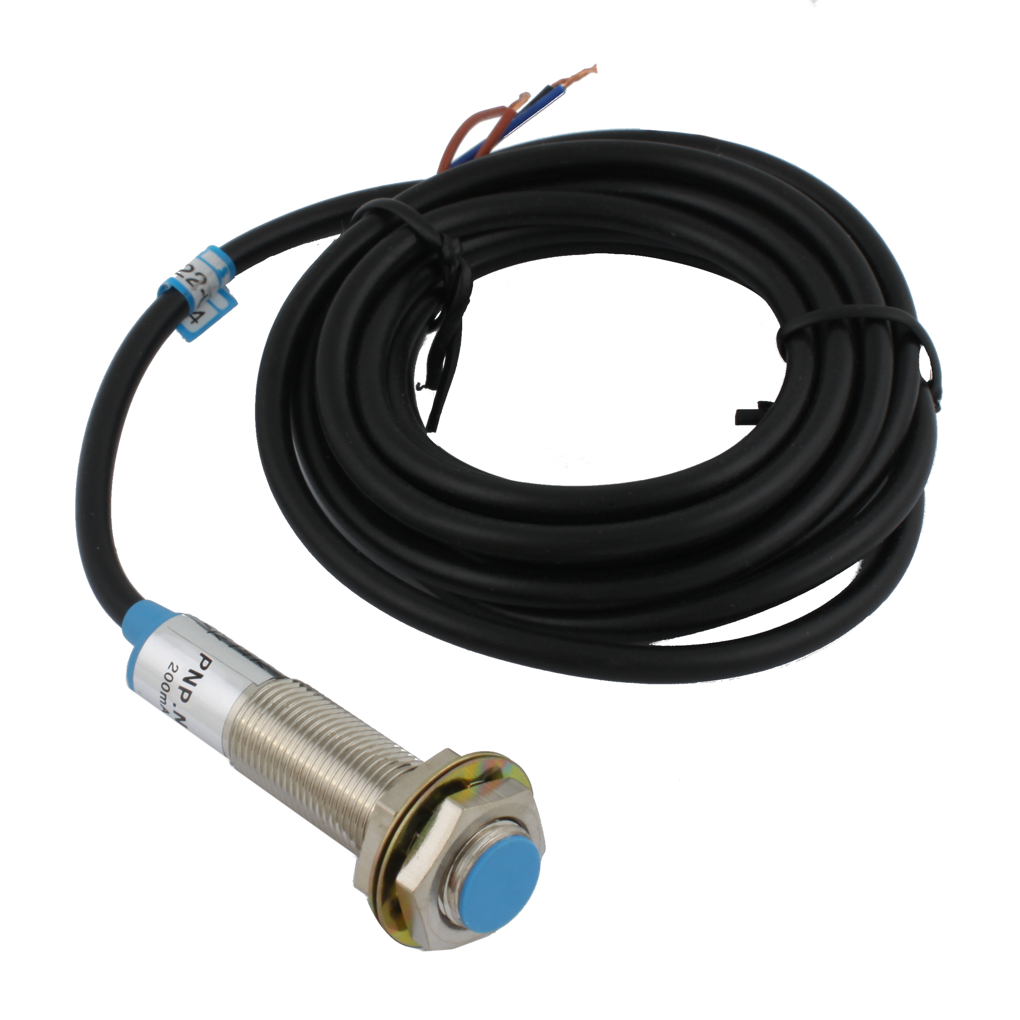 INNOCONT Индуктивный датчик, M12x1, L=61 мм, экранированный, зона срабатывания 2 мм, -25 +60 С, 12…24 VDC, IP65, выход: PNP NO, макс. ток 200 мА, кабель 2 м SL-12P2C