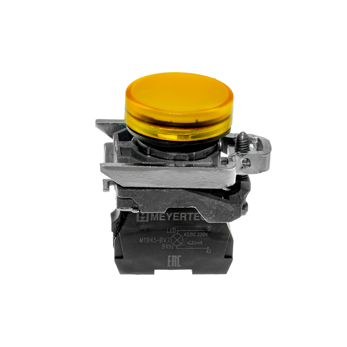 Лампа сигнальная желтая, 220V AС/DC, IP65, металл