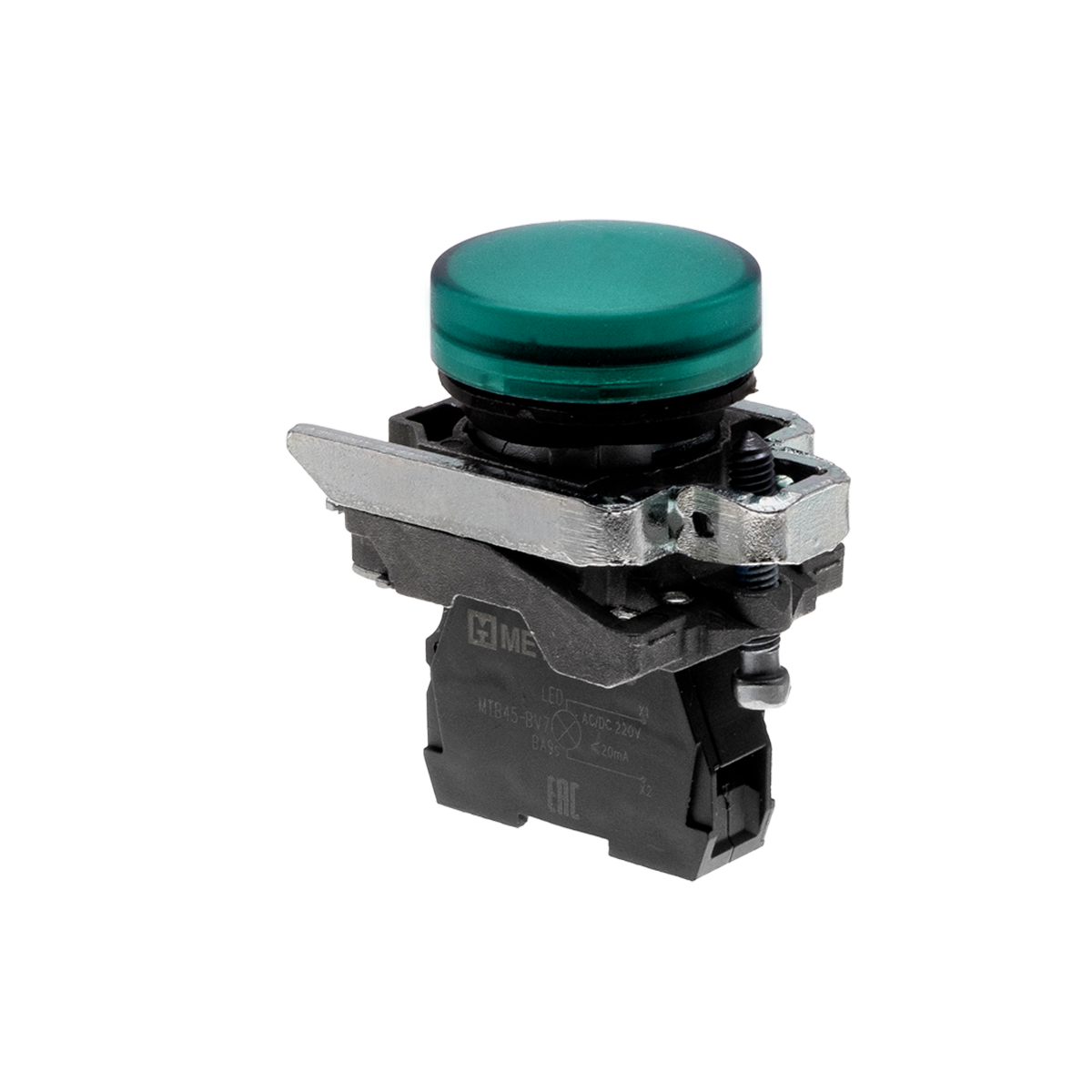 Лампа сигнальная зеленая, 220V AС/DC, IP65, металл