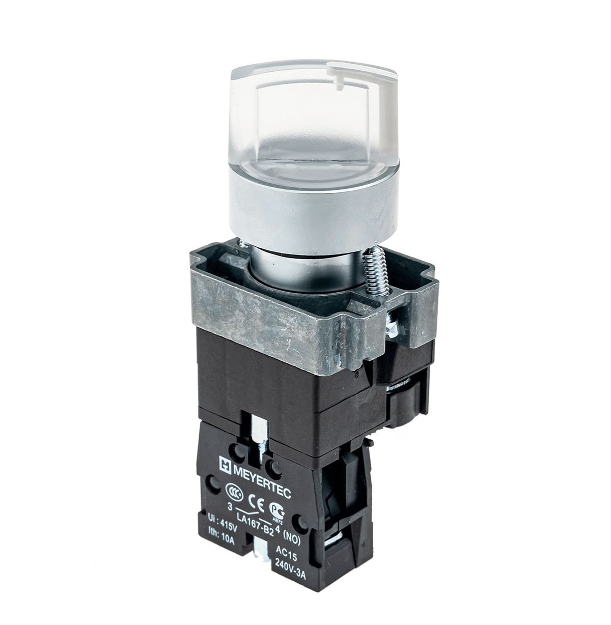 Переключатель с подсветкой, с фиксацией, 220V AC/DC, белый, 3 положения, 1NO
