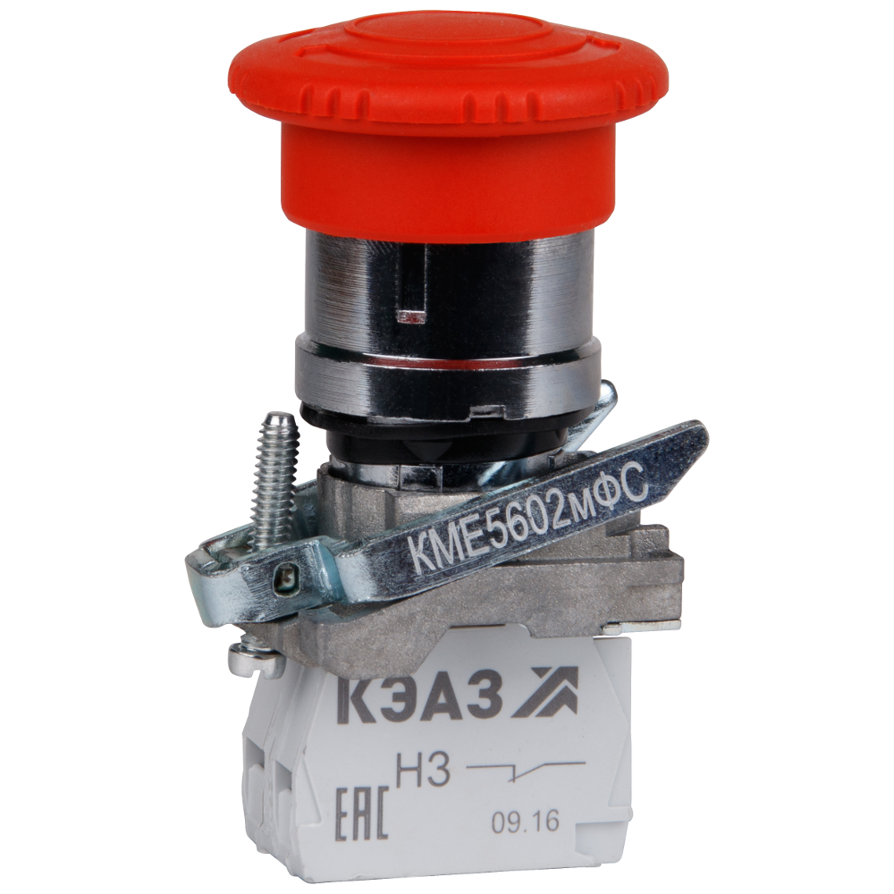 Кнопка КМЕ5602мФС-красный-0но+2нз-гриб-фикс-IP65-КЭАЗ, 10 шт