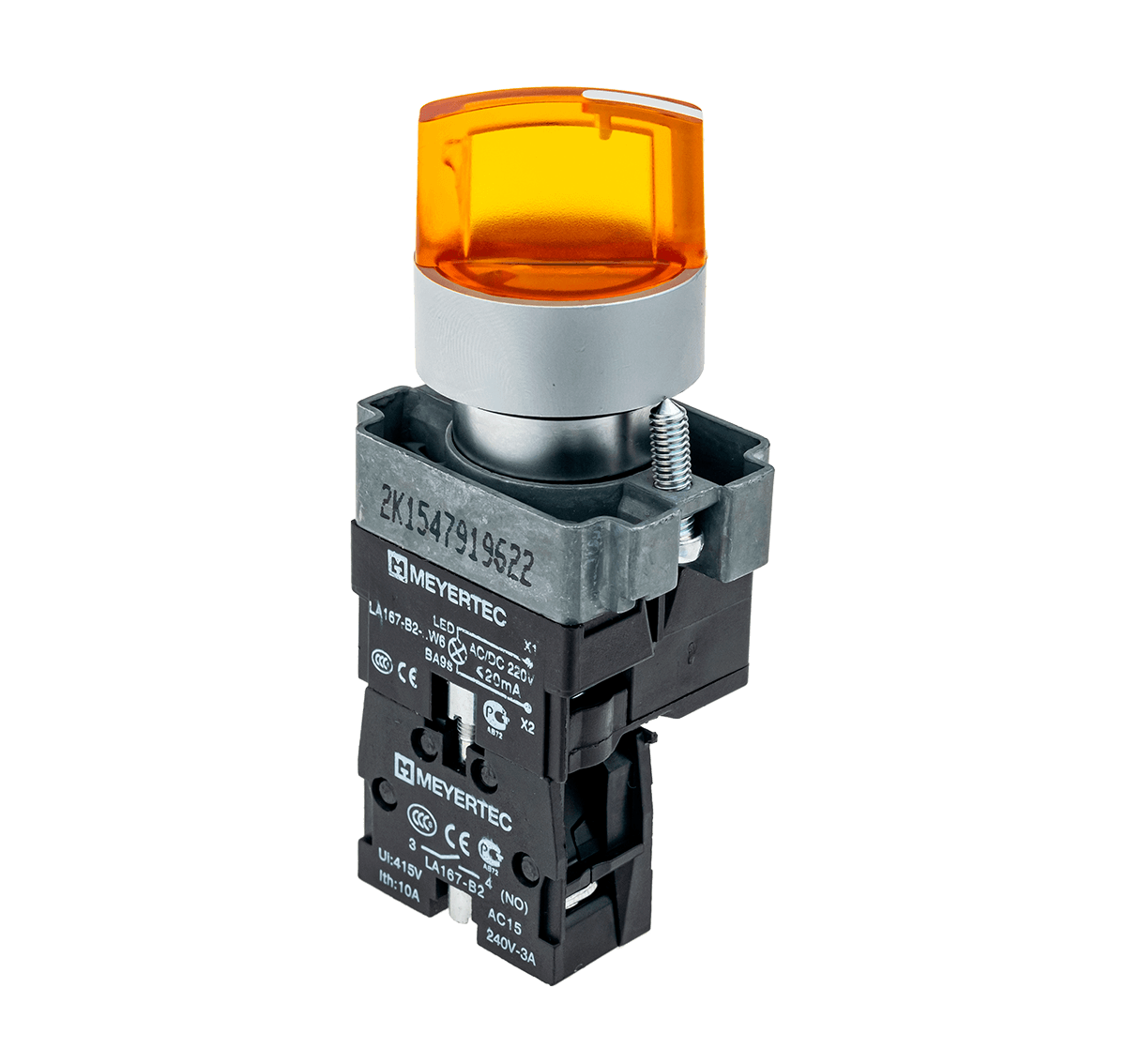 Переключатель с подсветкой, с фиксацией, 24V AC/DC, желтый, 3 положения, 1NO
