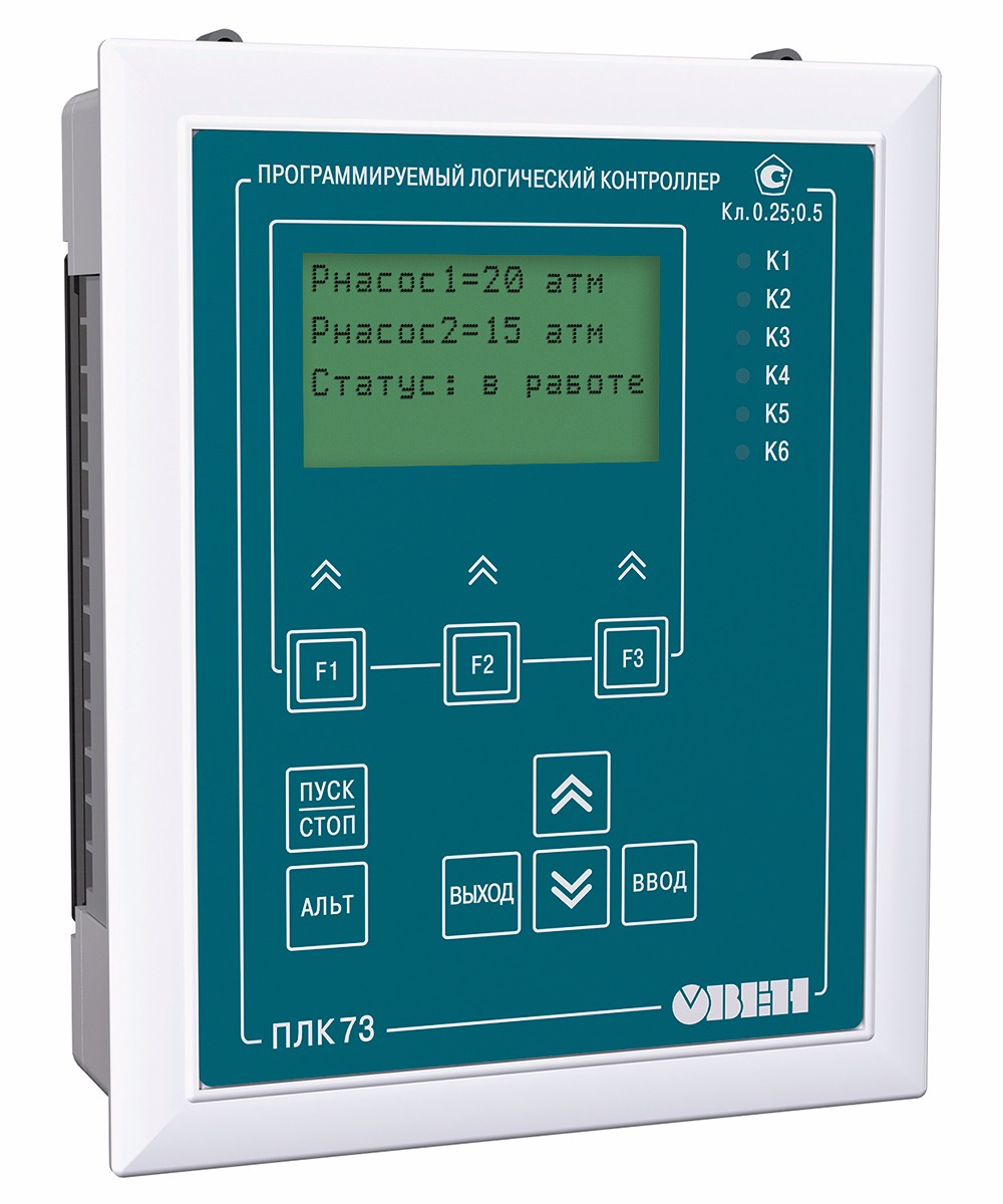 ПЛК73 ОВЕН контроллер с HMI для локальных систем в щитовом корпусе с AI/DI/DO/AO