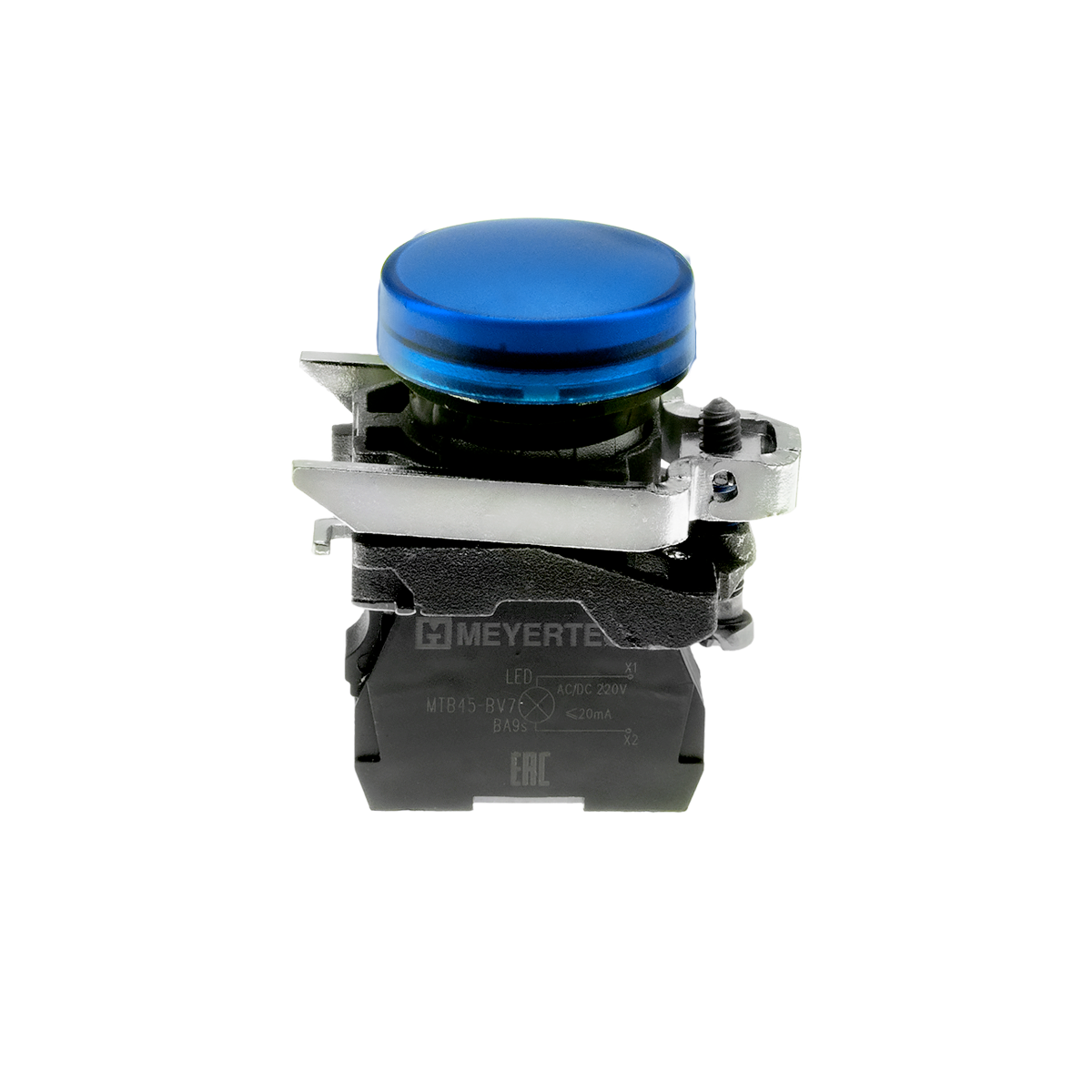 Лампа сигнальная синяя, 220V AС/DC, IP65, металл