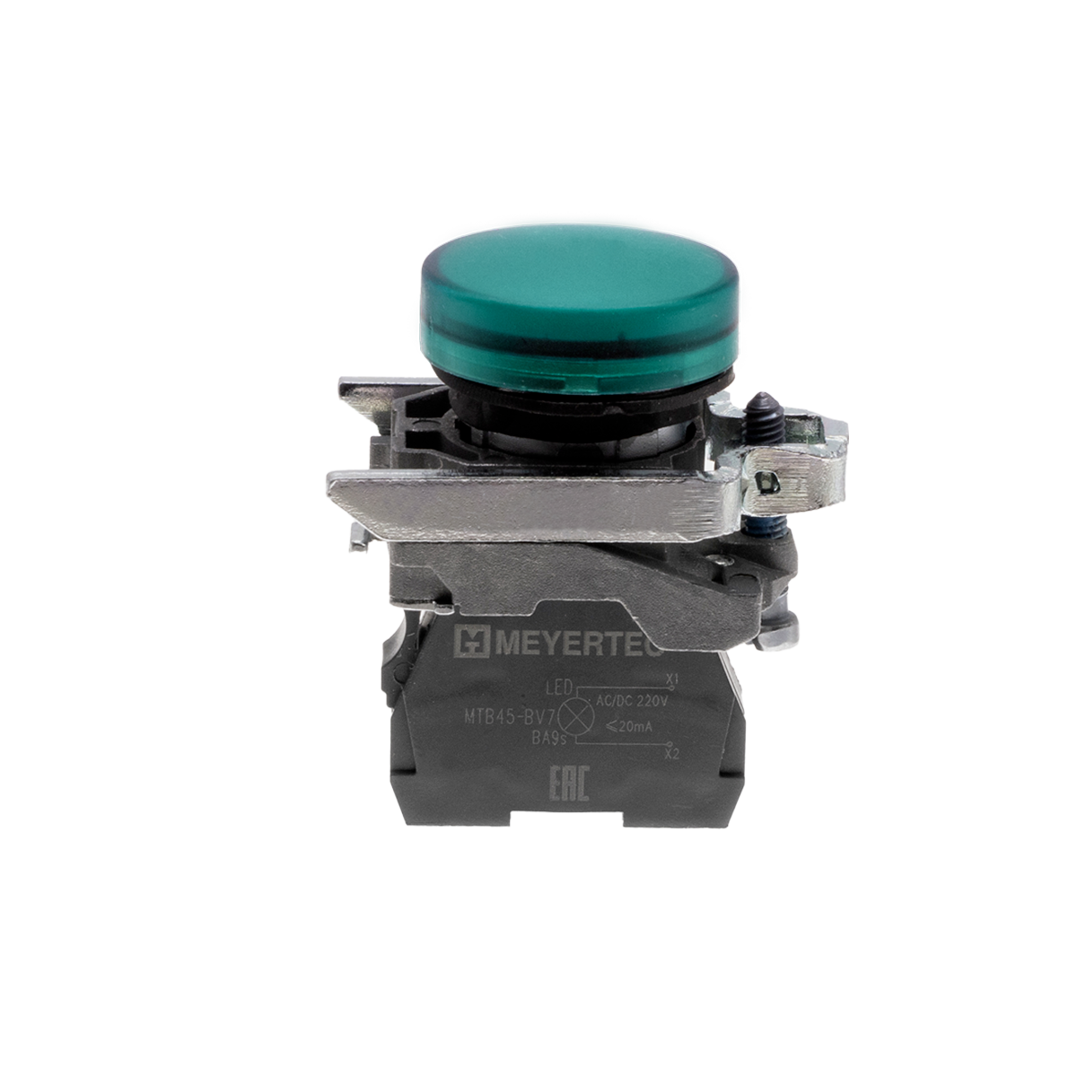 Лампа сигнальная зеленая, 220V AС/DC, IP65, металл