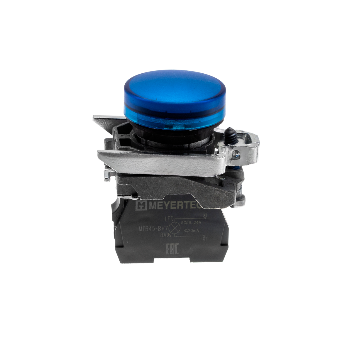 Лампа сигнальная синяя, 24V AС/DC, IP65, металл