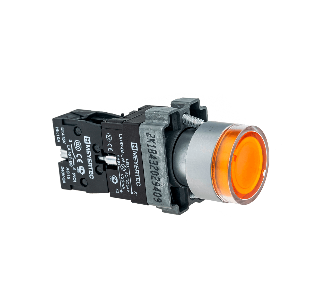 Кнопка с подсветкой желтая 220V 1NO