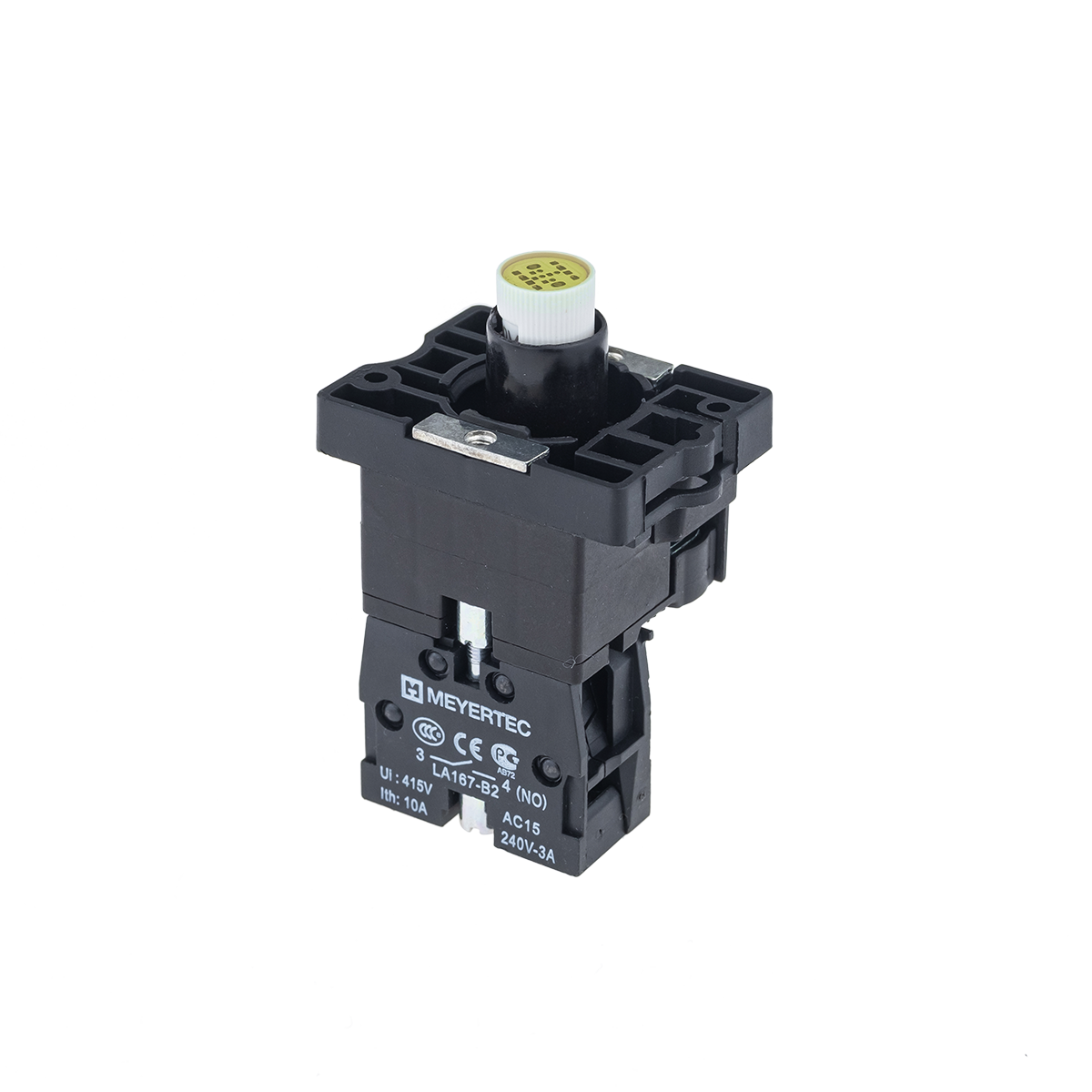 Основание с подсветкой 1NO желтый 220V, пластик