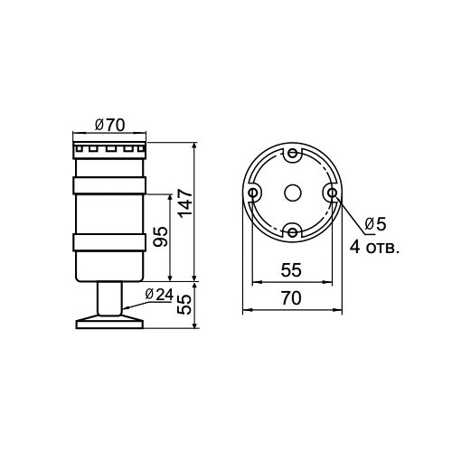 Светосигнальная колонна INNOCONT TL70B-220-B-55