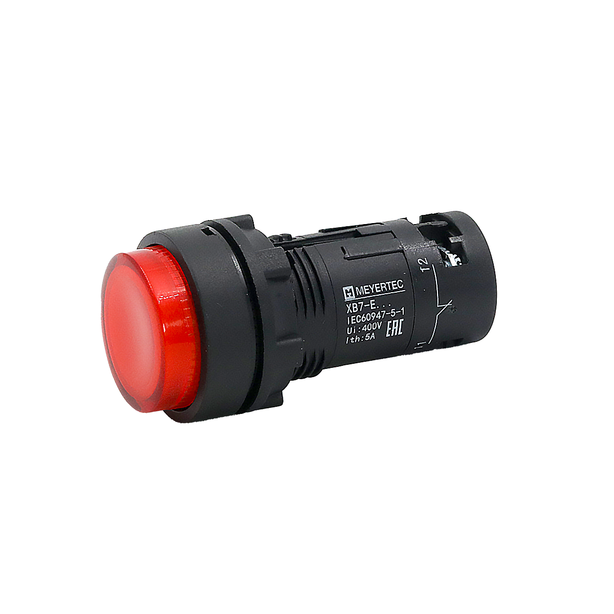 Кнопка красная выступающая с подсветкой, 1NС, 220V AC, IP54, пластик
