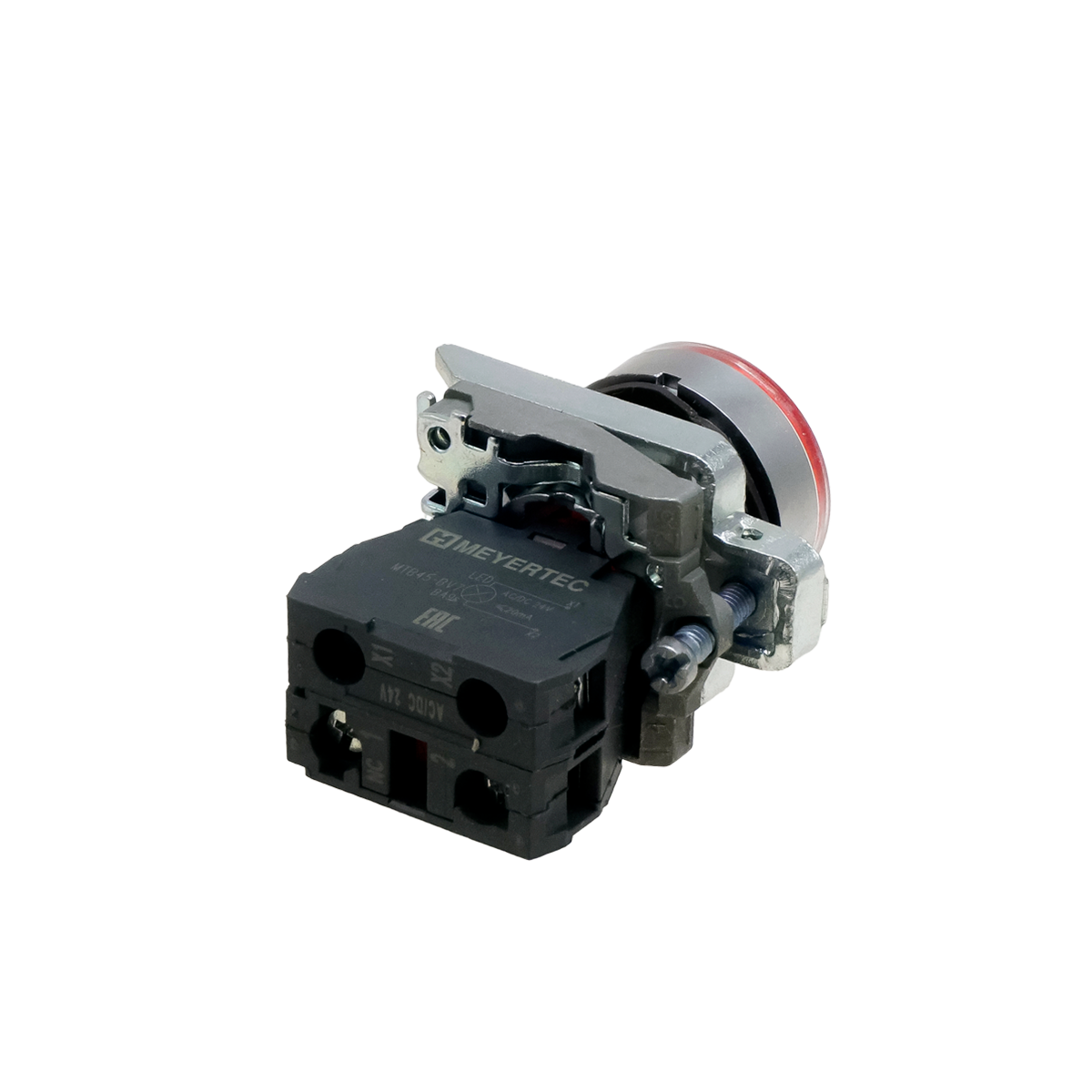 Кнопка красная с подсветкой, 1NС, 24V AC/DC, IP65, металл