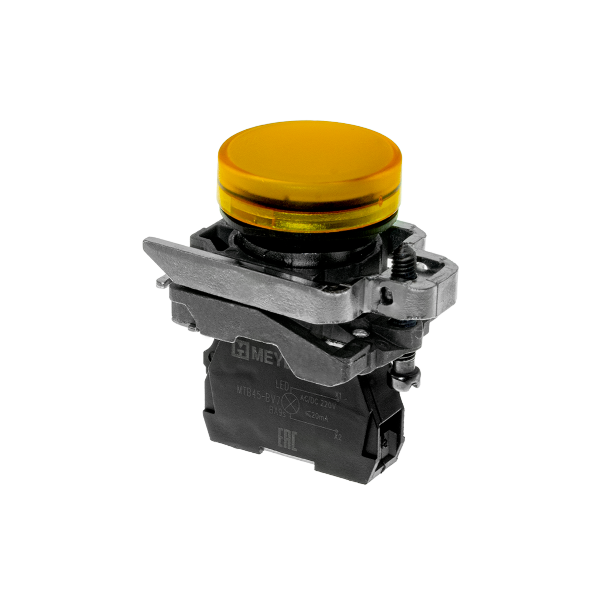 Лампа сигнальная желтая, 220V AС/DC, IP65, металл