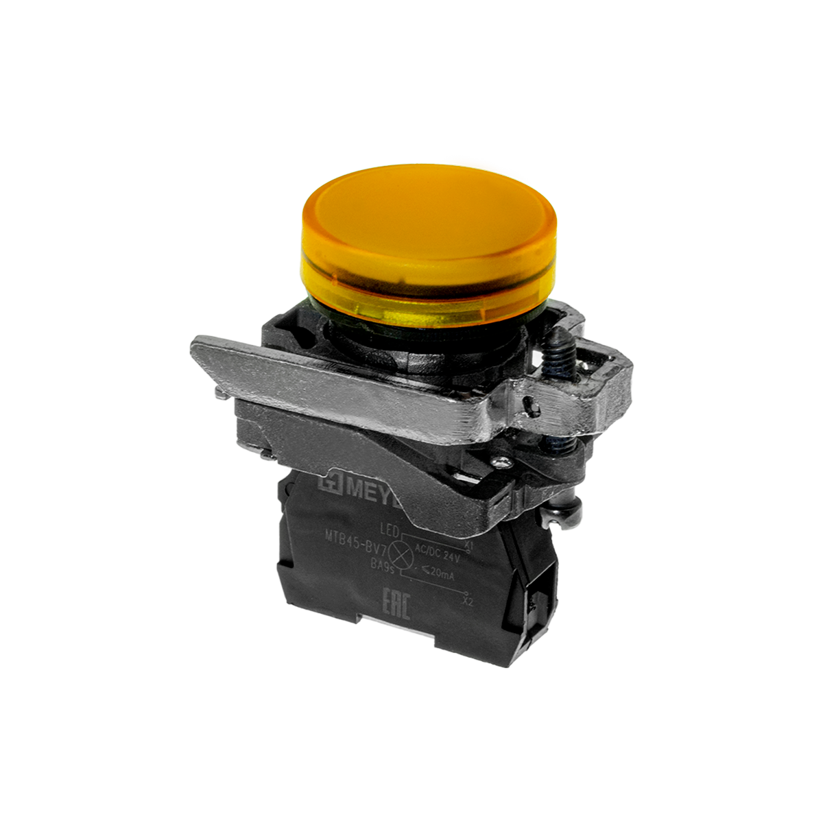 Лампа сигнальная желтая, 24V AС/DC, IP65, металл