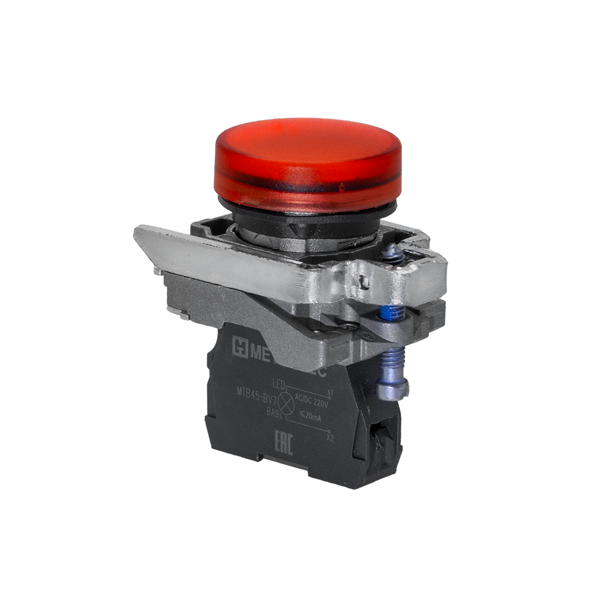 Лампа сигнальная красная, 220V AС/DC, IP65, металл