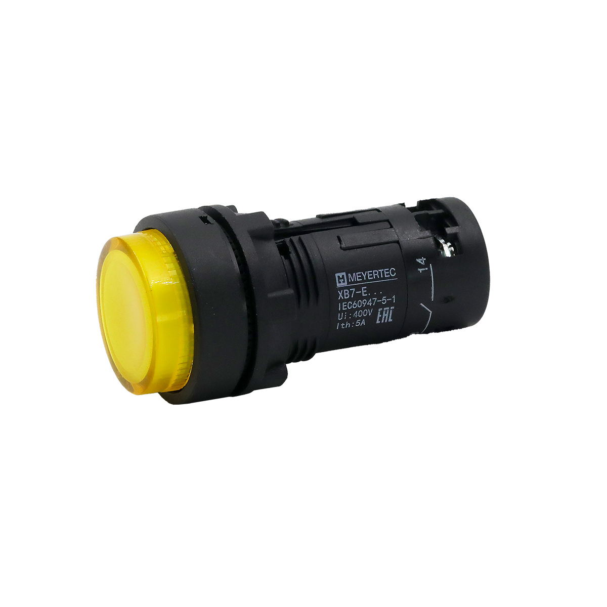 Кнопка желтая выступающая с подсветкой, 1NO, 220V AC, IP54, пластик