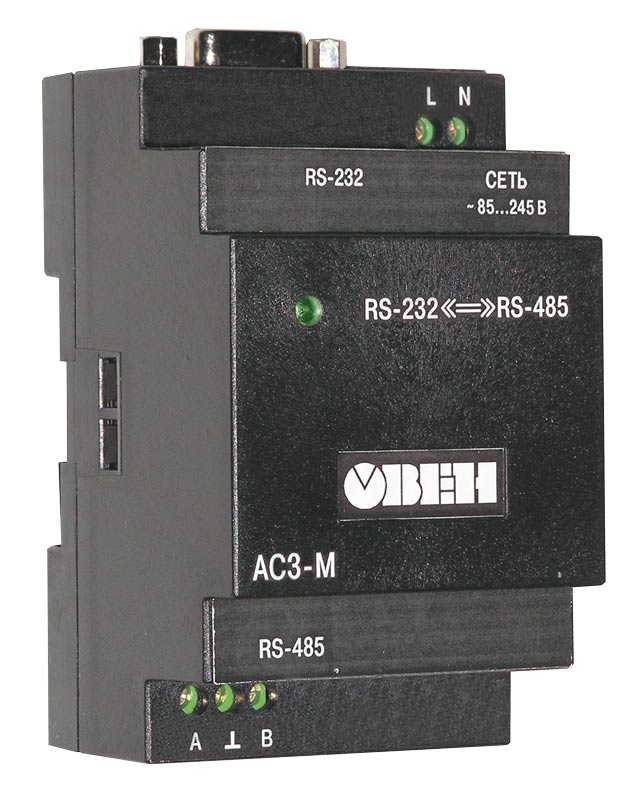 ОВЕН АС3-М преобразователь интерфейсов RS-232  RS-485 с гальванической изоляцией