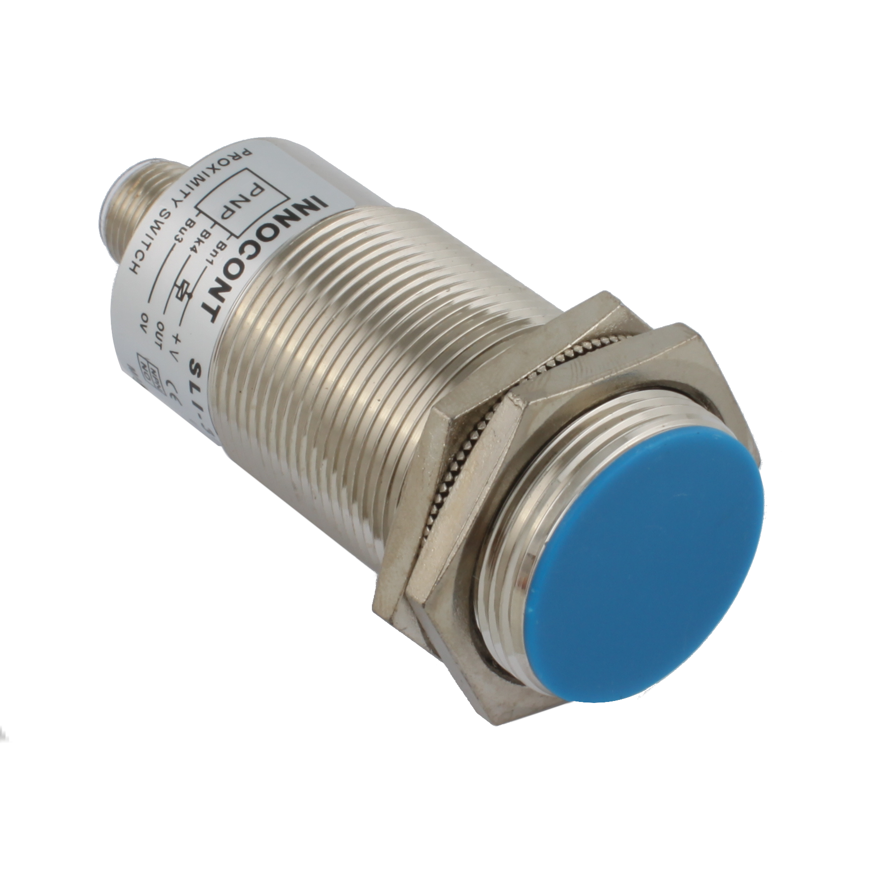 INNOCONT Индуктивный датчик, M30x1,5, L=78 мм, экранированный, зона срабатывания 10 мм, -25 +60 С, 12…24 VDC, IP67, выход: PNP NO, макс. ток 200 мА, разъем M12 SLI-30P10C