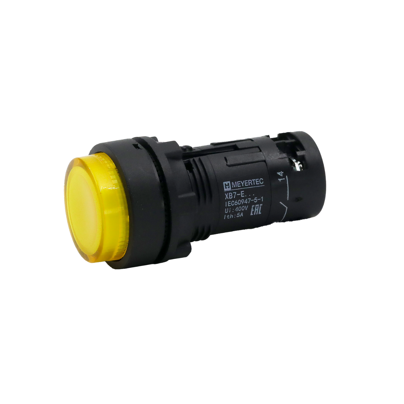 Кнопка желтая выступающая с подсветкой, 1NO,  24V AC/DC, IP54, пластик