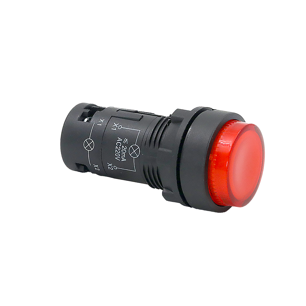Кнопка красная выступающая с подсветкой, 1NС, 220V AC, IP54, пластик