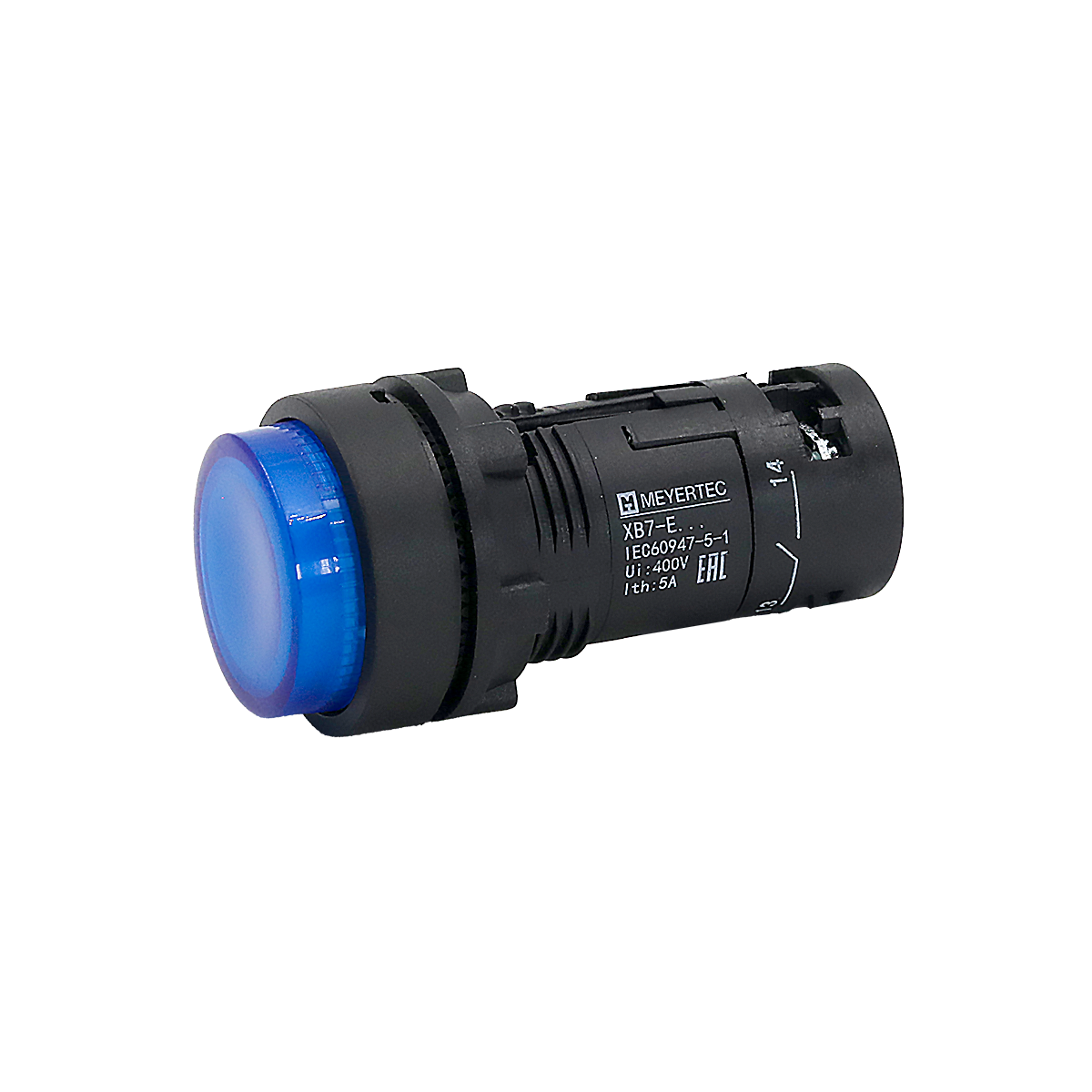 Кнопка синяя выступающая с подсветкой, 1NO, 24V AC/DC, IP54, пластик