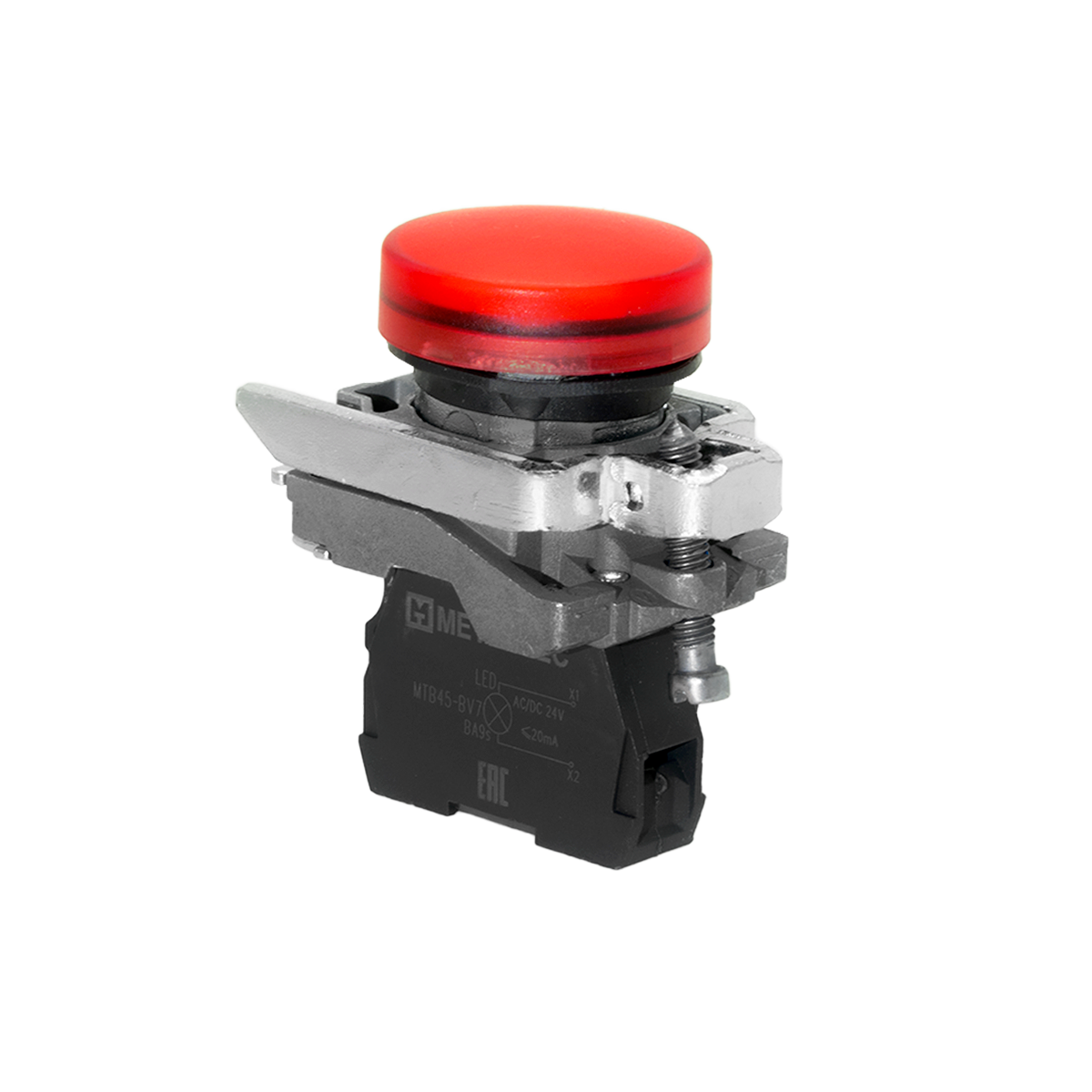 Лампа сигнальная красная, 24V AС/DC, IP65, металл