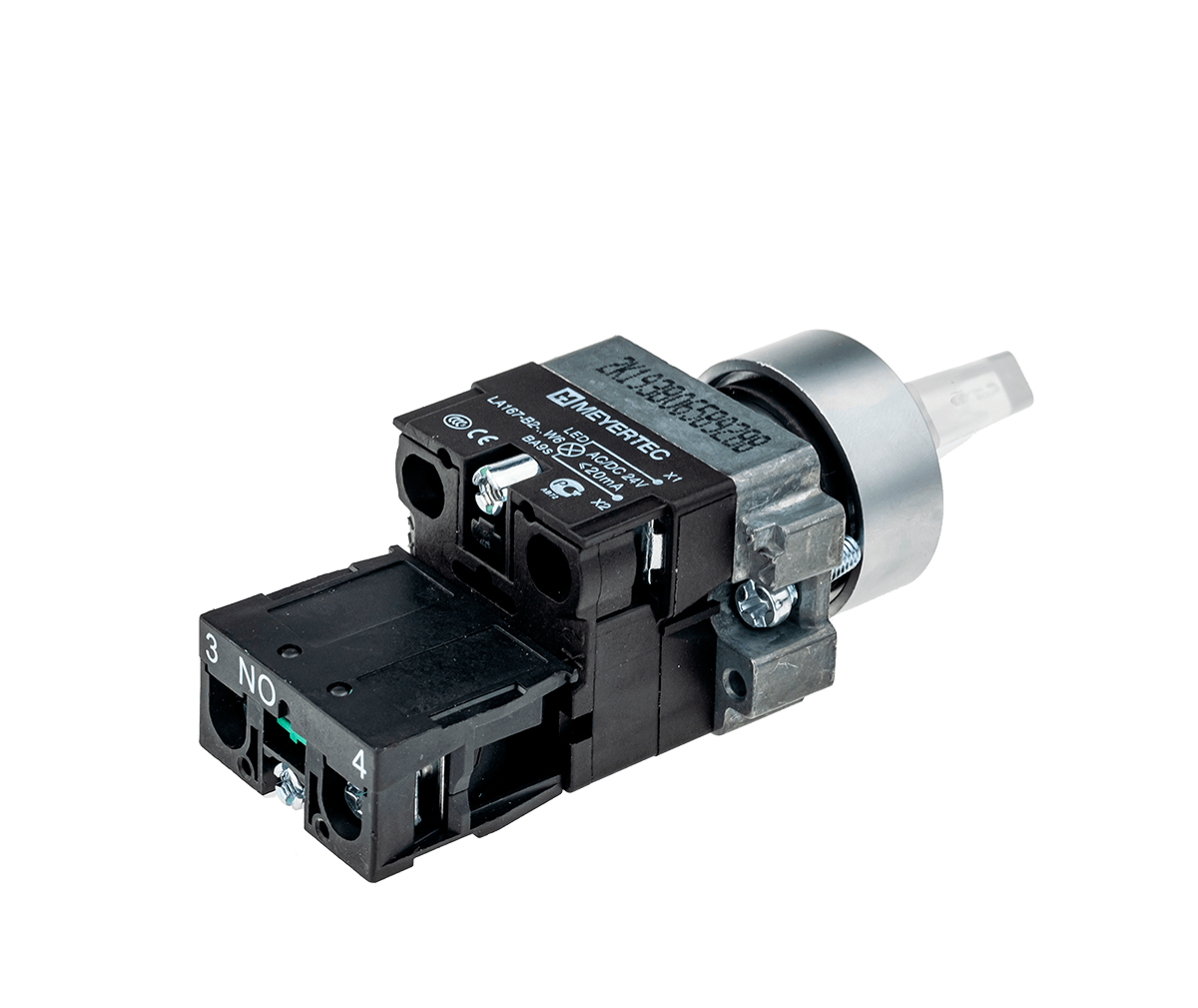 Переключатель с подсветкой, с фиксацией, 220V AC/DC, белый, 3 положения, 1NO