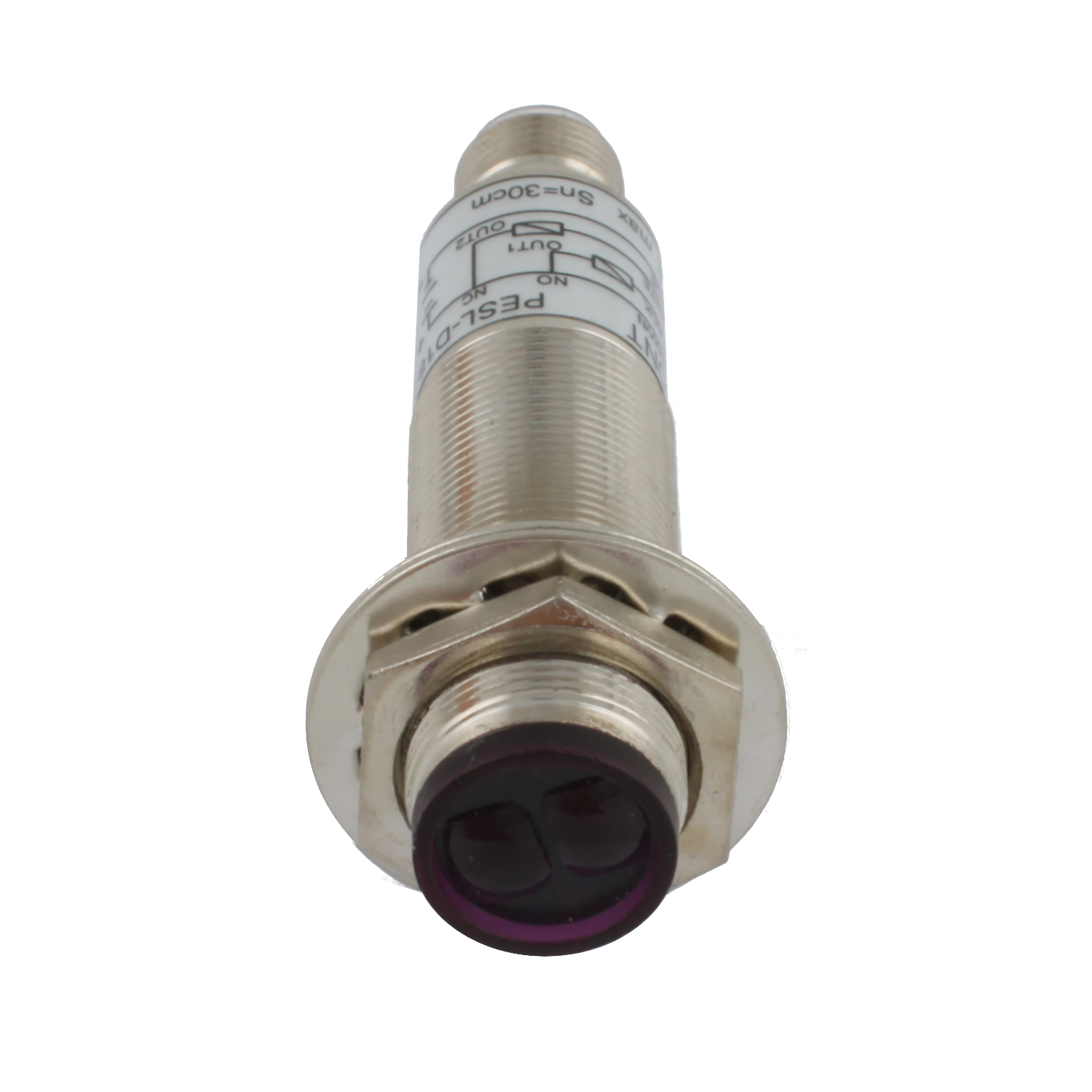 INNOCONT Фотодатчик диффузионный, М18x1, зона срабатывания до 30 см, -10 +60 С, 12…24 VDC, IP67, выход: NPN NO + NC, макс. ток 200 мА, время реакции 3 мс, разъем М12 PESL-D18-NOC30D (connector)