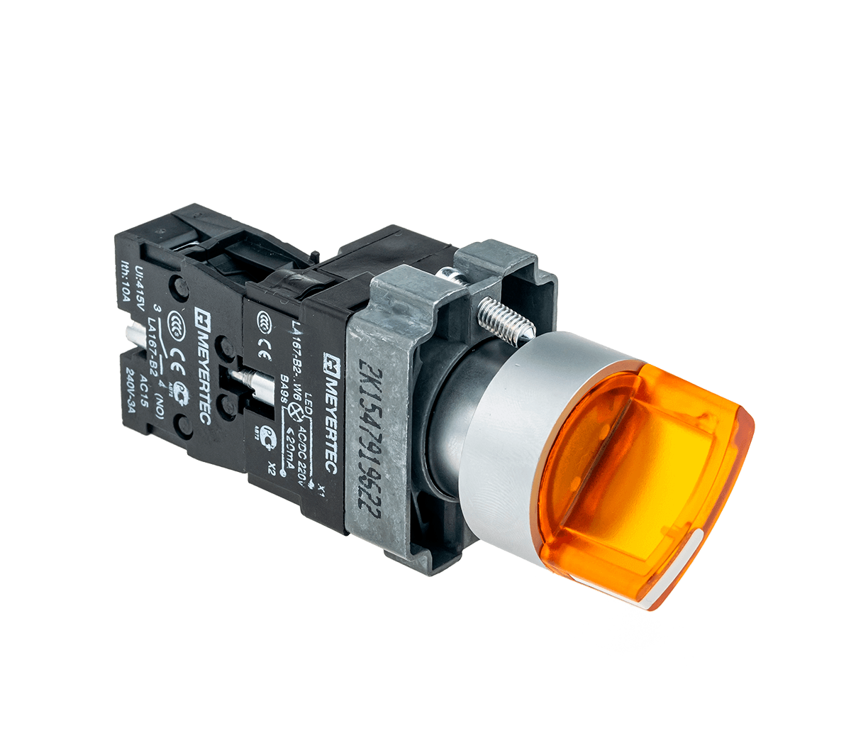 Переключатель с подсветкой, с фиксацией, 24V AC/DC, желтый, 3 положения, 1NO