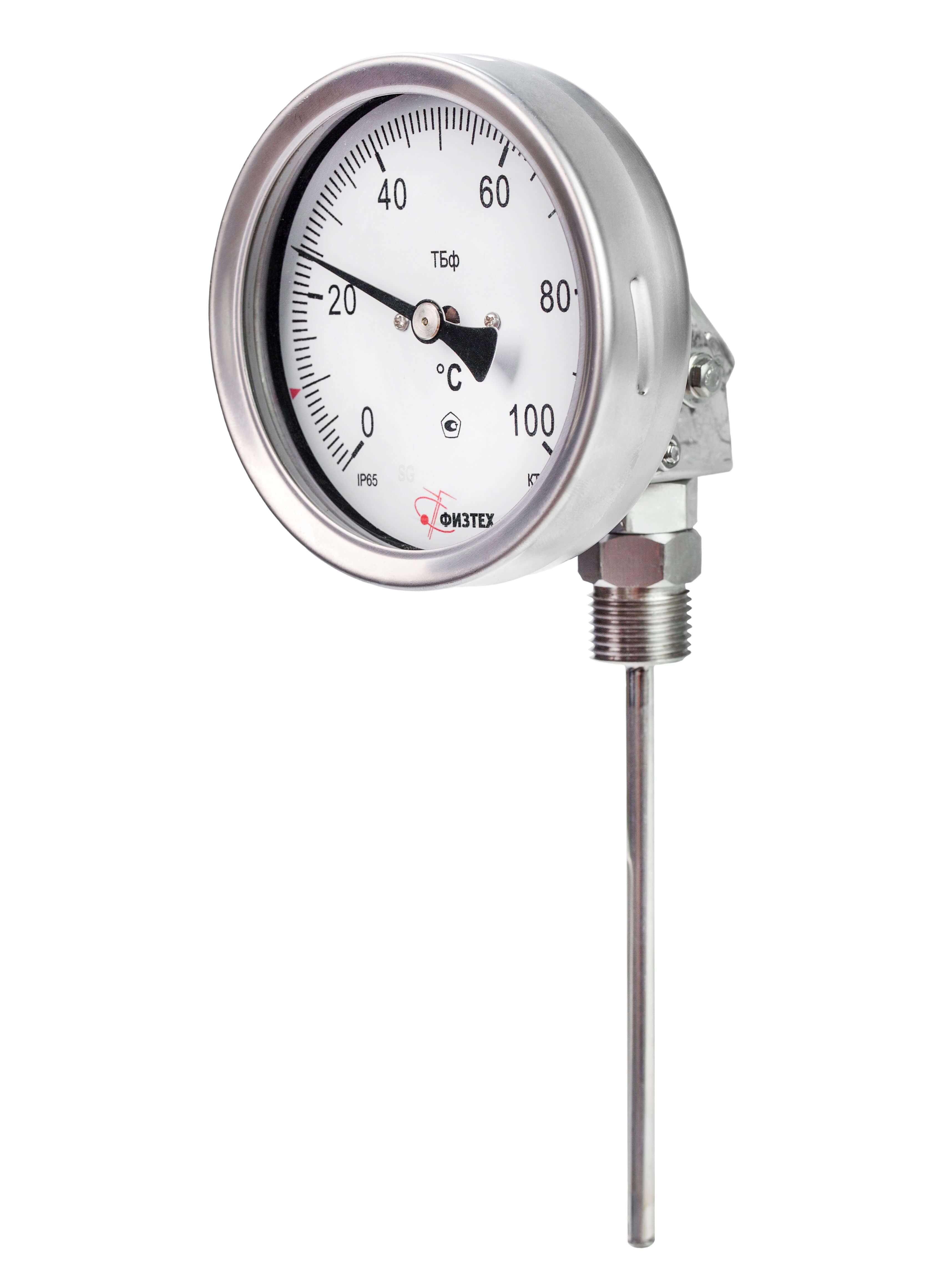 Термометры биметаллические коррозионностойкие ТБф-221 IP65 с возможностью гидрозаполнения (Диаметр: 100 мм, 160 мм)
