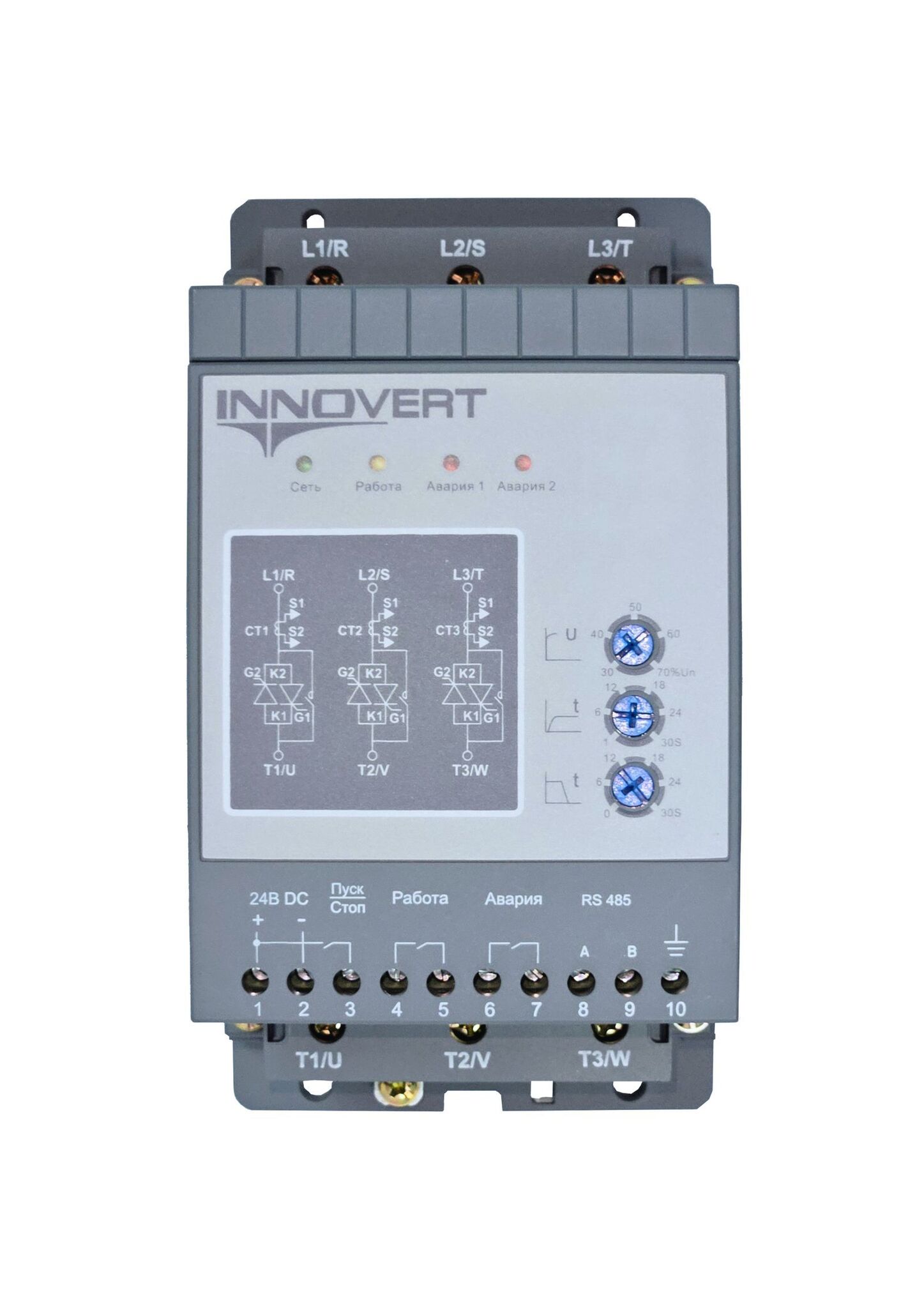 INNOVERT устройство плавного пуска , номинальный ток 7,5 а, питание управления 220в ac, rs-485 SSD402A43E
