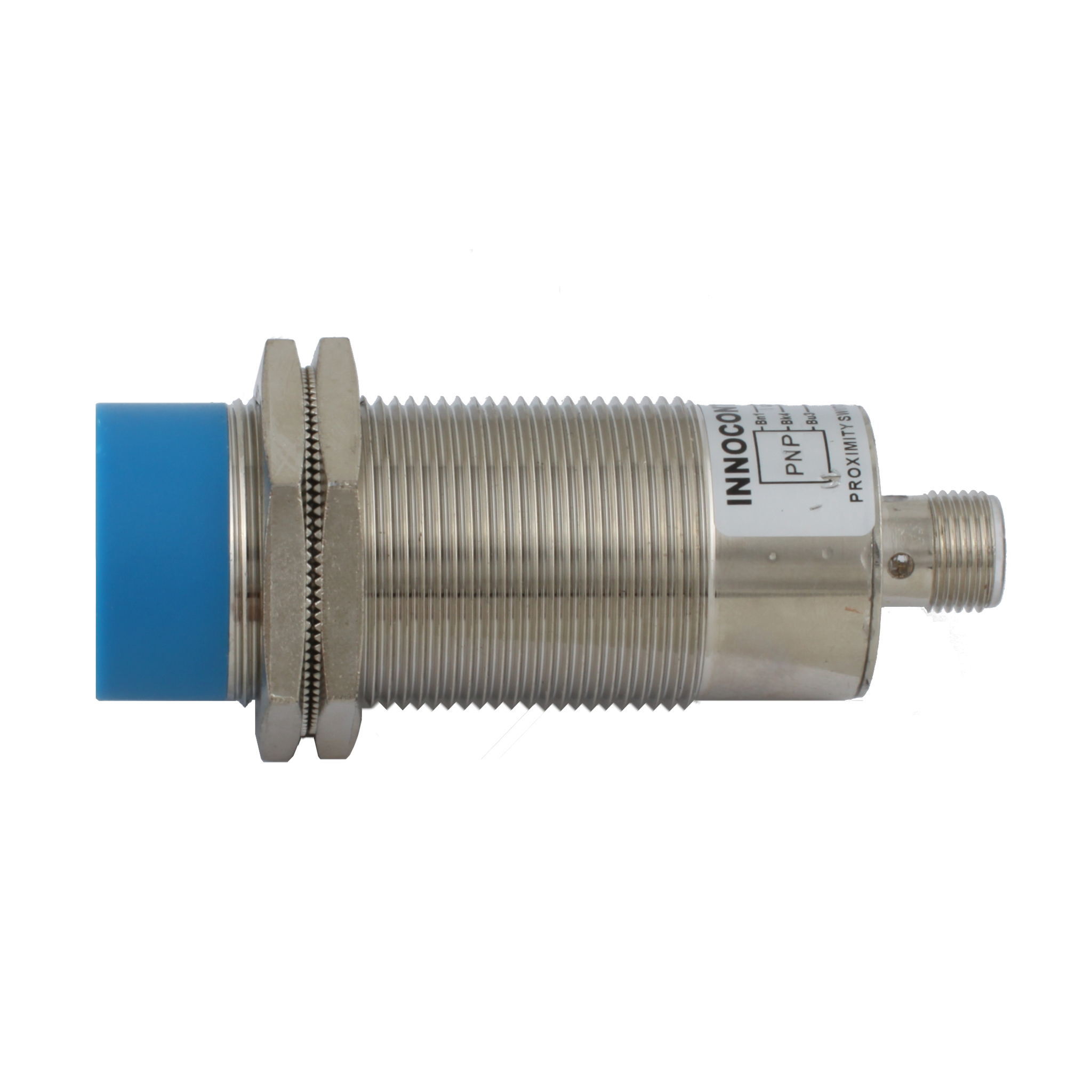 INNOCONT Индуктивный датчик, M30x1,5, L=78 мм, неэкранированный, зона срабатывания 15 мм, -25 +60 С, 12…24 VDC, IP67, выход: PNP NO, макс. ток 200 мА, разъем M12 SLI-30P15C