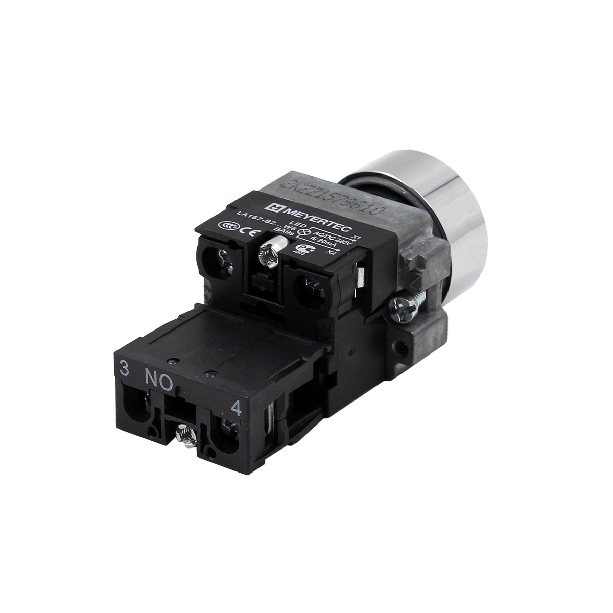 Кнопка плоская белая с подсветкой, 24V AC/DC, 1NO, IP67, металл