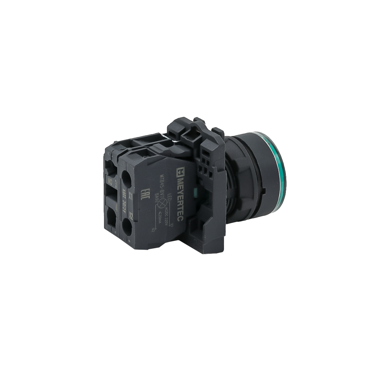 Кнопка зеленая с подсветкой, 1NO, 220V AC/DC, IP65, пластик