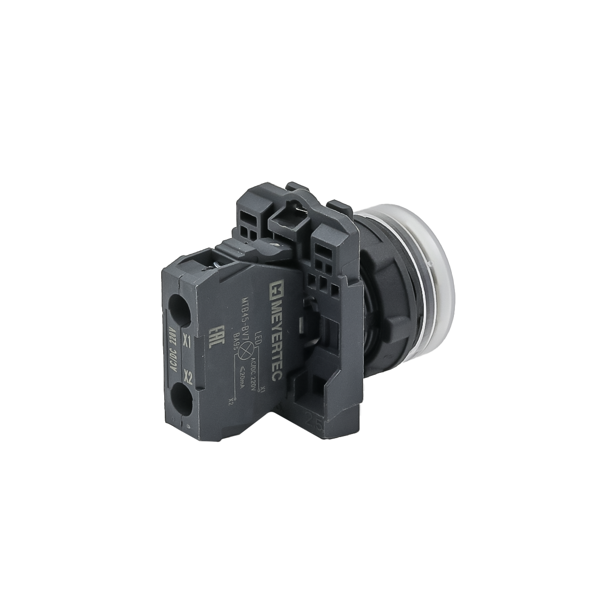 Лампа сигнальная белая, 220V AС/DC, IP65, пластик