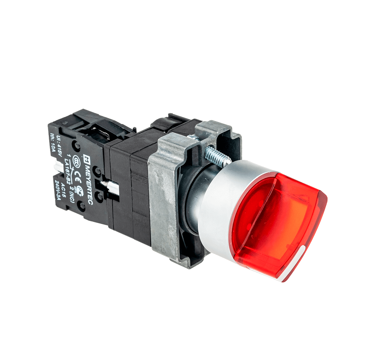 Переключатель с подсветкой, с фиксацией, 220V AC/DC, красный, 3 положения, 1NC