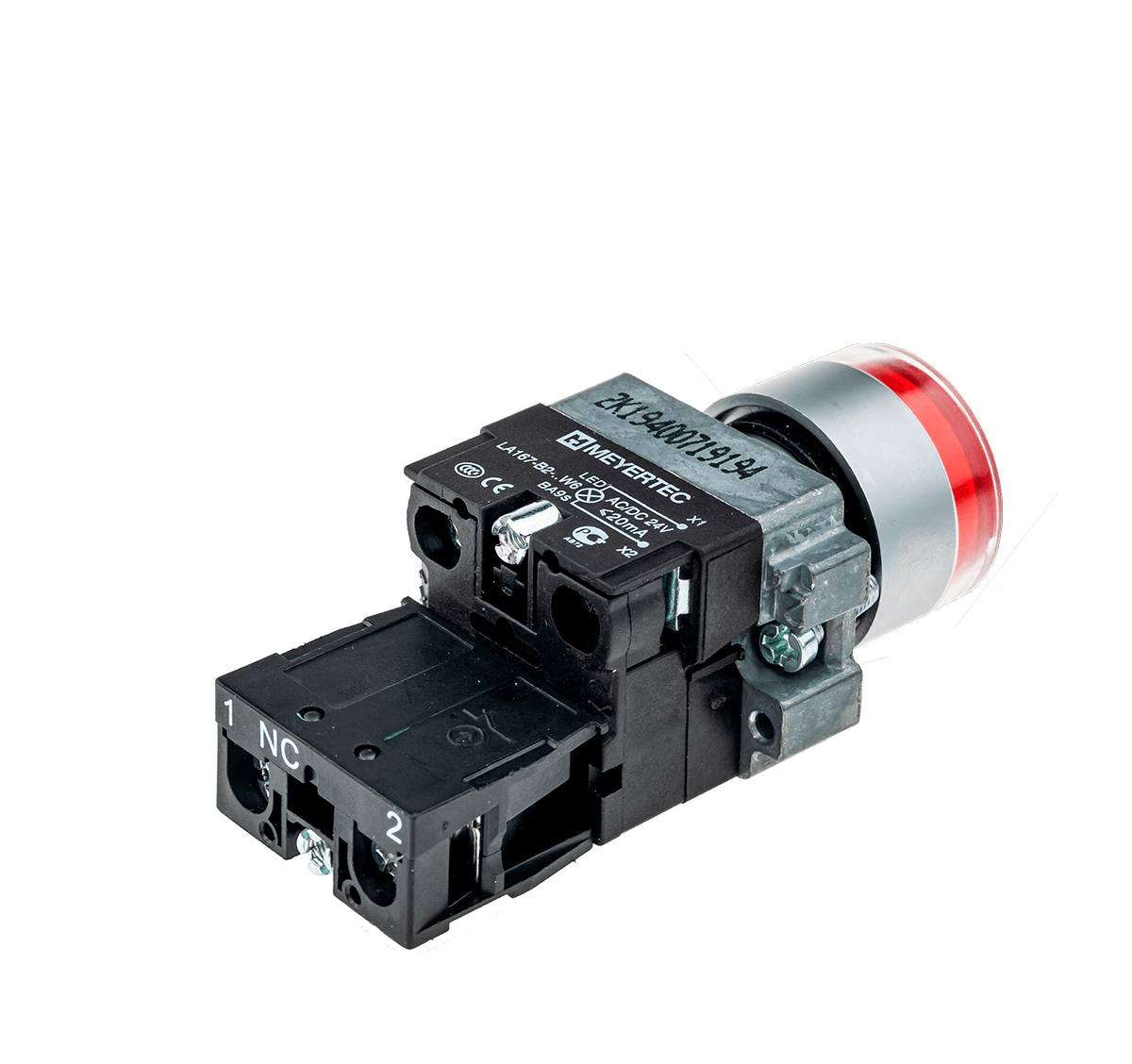 Кнопка с подсветкой красная 220V 1NC
