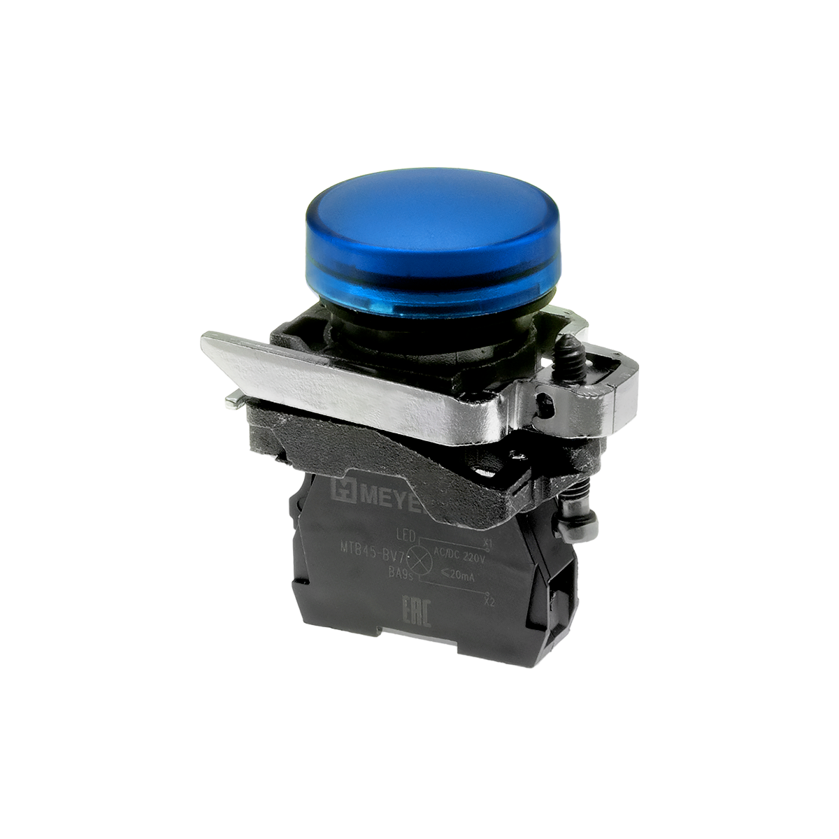 Лампа сигнальная синяя, 220V AС/DC, IP65, металл
