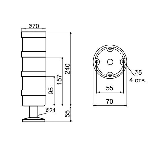TL70-220-WBY-55 Светосигнальная колонна