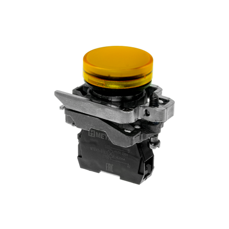 Лампа сигнальная желтая, 220V AС/DC, IP65, металл