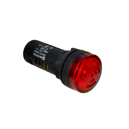 Зуммер с подсветкой, 80дБ, красный, 220V AС, IP65, пластик