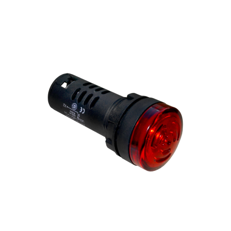 Зуммер с подсветкой, 80дБ, красный, 24V AС/DC, IP65, пластик