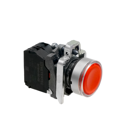 Кнопка красная с подсветкой, 1NС, 24V AC/DC, IP65, металл
