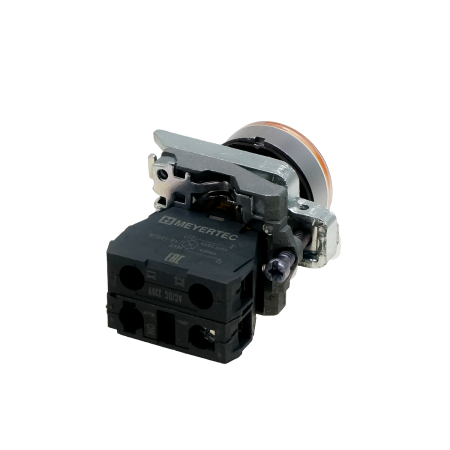 Кнопка желтая с подсветкой, 1NO, 220V AC/DC, IP65, металл