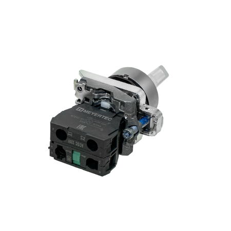 Переключатель на 2 положения с фиксацией и подсветкой, белый, 1NO, 220V AC/DC, IP65, металл