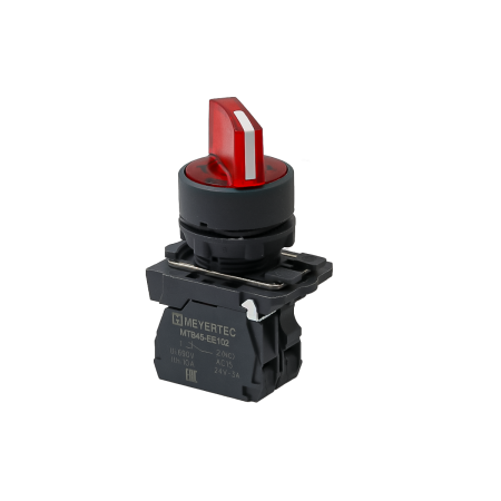 Переключатель  на 2 положения с фиксацией и подсветкой, красный, 1NС, 220V AC/DC, IP65, пластик