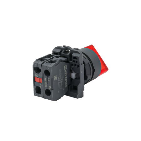 Переключатель на 3 положения с фиксацией и подсветкой, красный, 1NС, 24V AC/DC, IP65, пластик