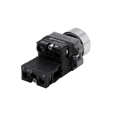 Кнопка  плоская зеленая с подсветкой, 220V AC/DC, 1NO, IP67, металл